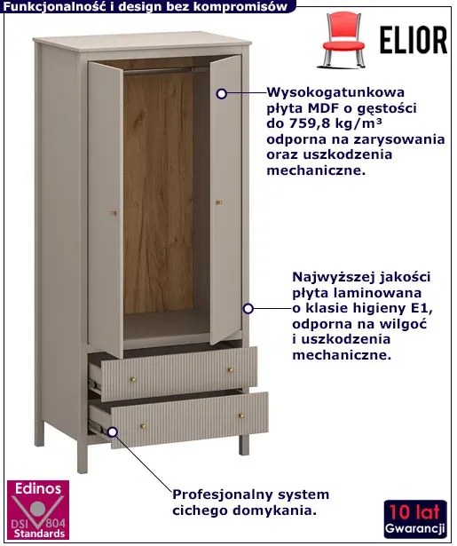 Nowoczesna szafa dwudrzwiowa z drążkiem - Envilo 9X
