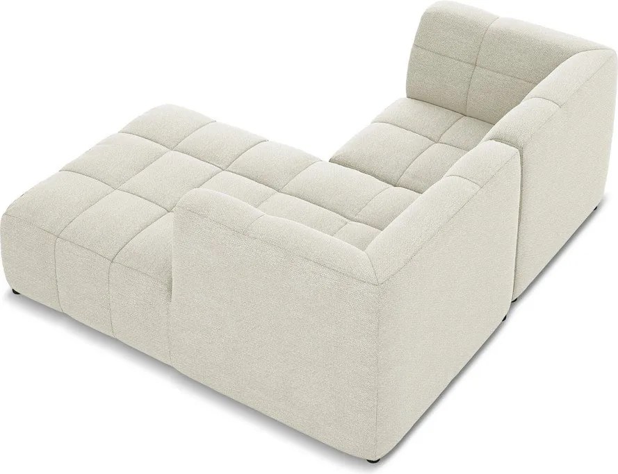 Beżowy narożnik z materiału bouclé (prawostronny/z szezlongiem) Aloha – Makamii