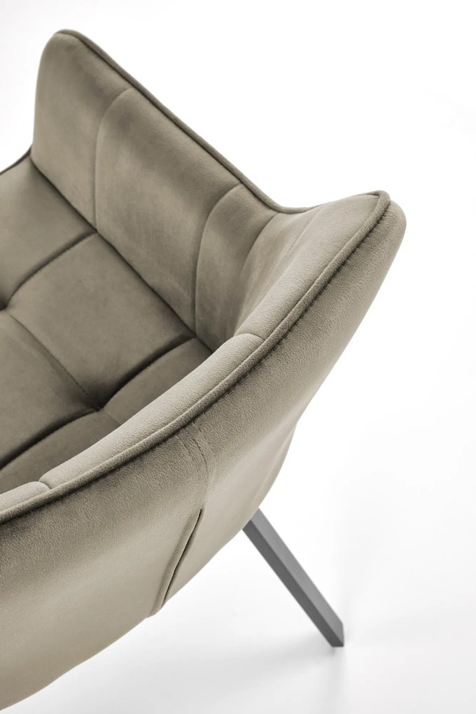 Krzesło do jadalni obrotowe z podłokietnikami beżowe welurowe K588