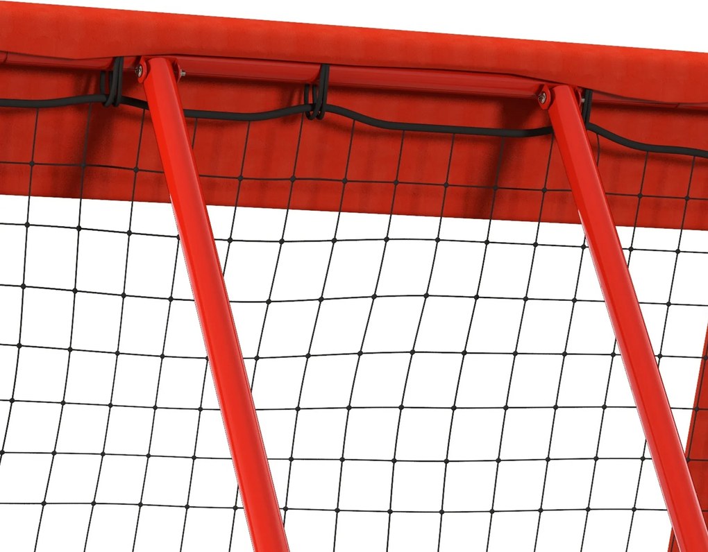 HOMCOM Siatka do Odbijania Piłki, Regulowana, Składana, Metalowa Rama, Siatka Wszechpogodowa, w zestawie kołki, Czerwona