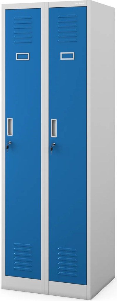 Dwudrzwiowa szafa BHP wąska 60x50x180 cm Kacper 2 szary/niebieski