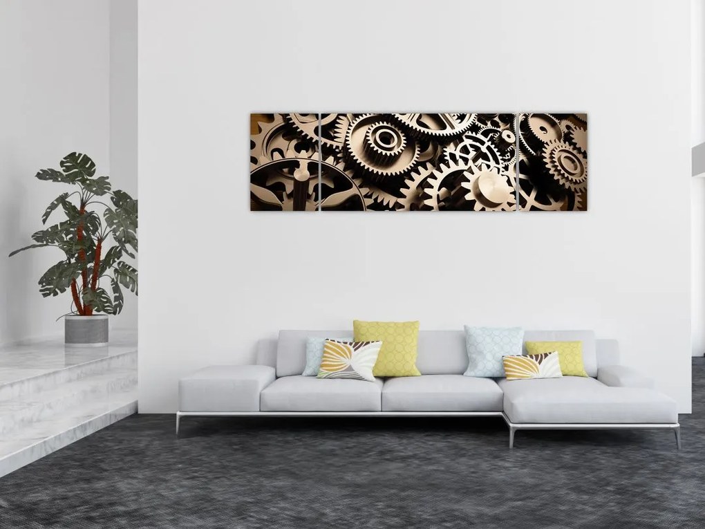 Obraz - Części zegara (170x50 cm)