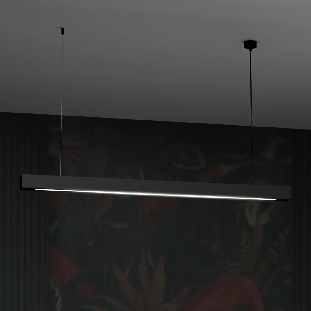 Lampa wisząca LUNGO 1xT8 18W LED, pozioma listwa, czarna