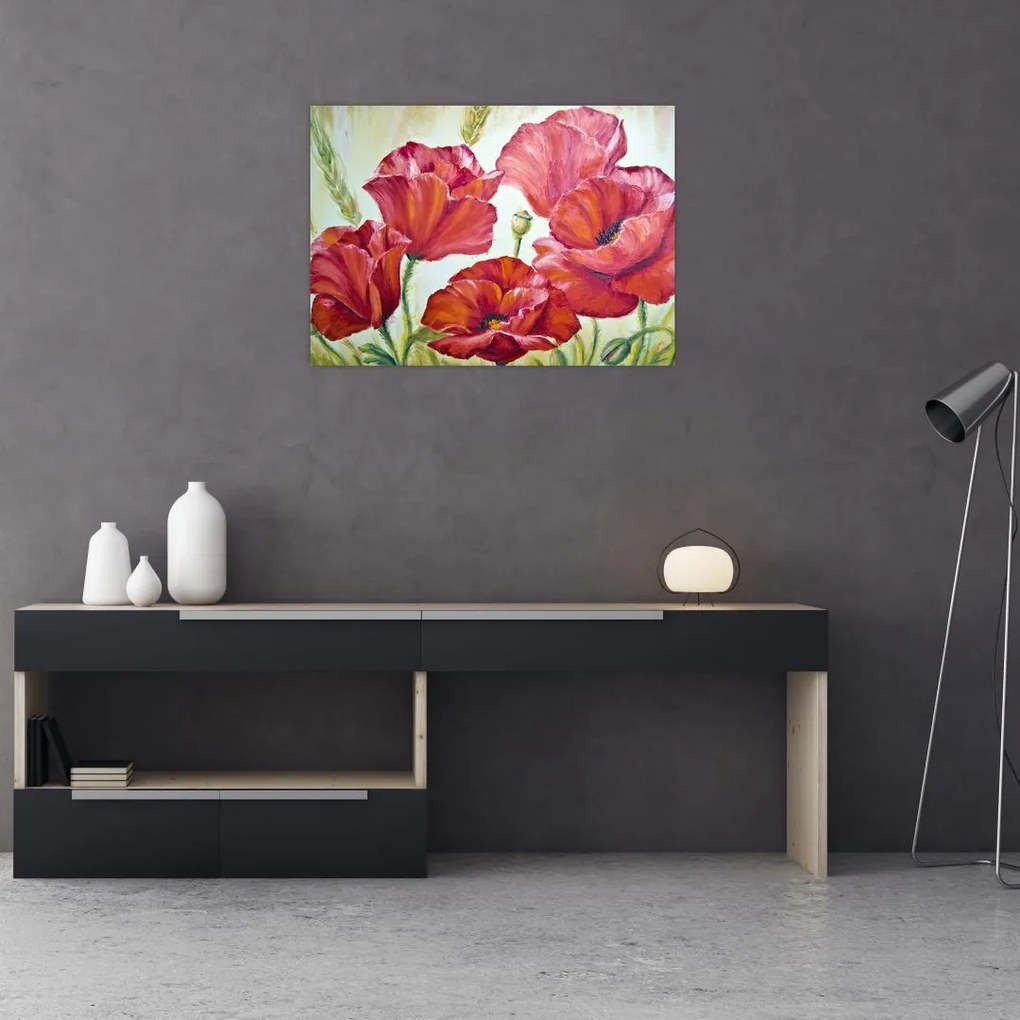 Obraz na szkle - Kwiaty maku (70x50 cm)