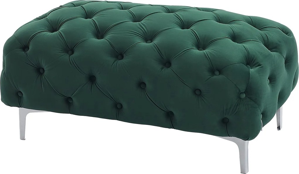 Puf chesterfield z zielonego weluru EDWINA