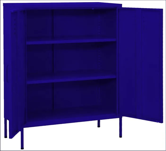 Granatowa szafka gospodarcza w stylu industrialnym H6-D23