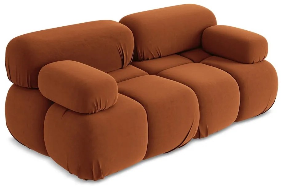 Pomarańczowa aksamitna sofa modułowa 190 cm Lokua – Makamii