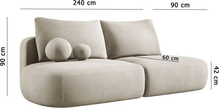 Sofa BLOOM Kanapa z funkcja spania i pojemnikiem w tkaninie APHRODITE 23 kolor CZARNY