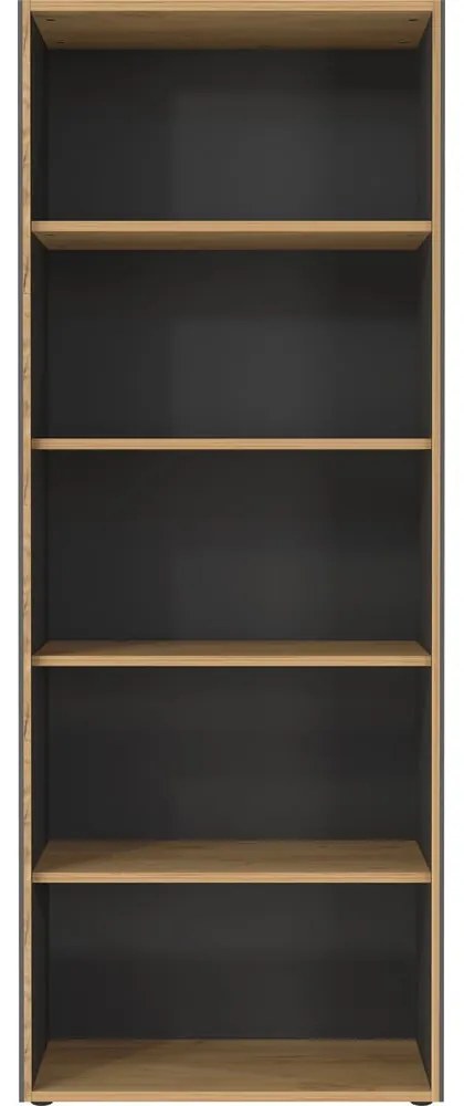 Antracytowo-naturalny regał w dekorze dębu 75x196x40 cm Podium – Germania