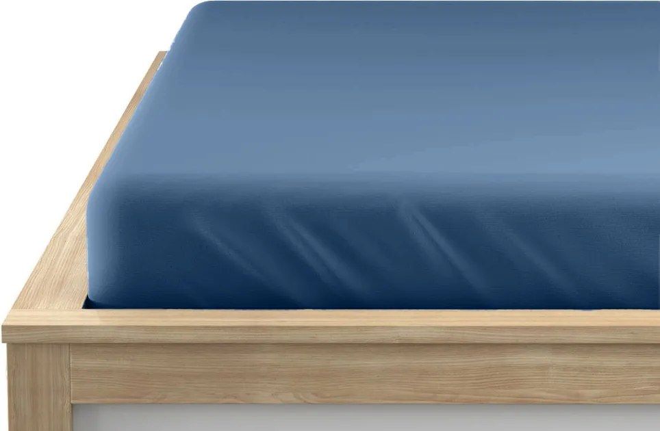 PrzytulneMieszkanie.pl Prześcieradło jersey z lycrą ciemnoniebieskie 90 x 200 cm