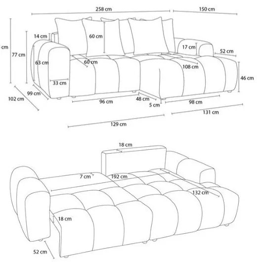 Biały rozkładany/ze schowkiem narożnik z tkaniny szenilowej (lewostronny/z szezlongiem) Roxelane – Bobochic Paris