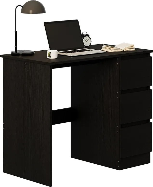 Biurko komputerowe stolik czarne młodzieżowe nowoczesne z szufladami loft