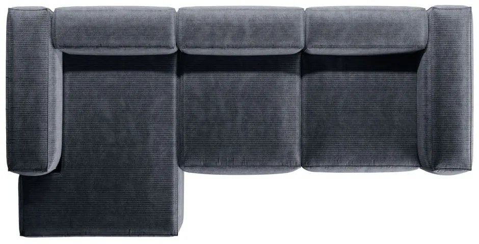 Szaroniebieski sztruksowy narożnik (lewostronny/z szezlongiem) Bergamo – Cosmopolitan Design