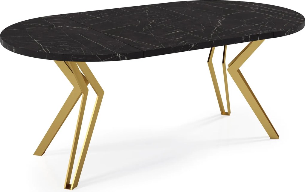 Okrągły stół rozkładany na złotych nogach Randi 100 cm, styl glamour