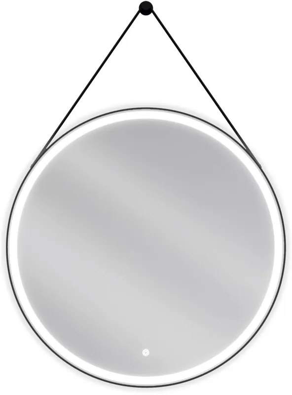 Mexen Reni lustro łazienkowe podświetlane, okragłes 80 cm, LED 6000K, antypara, rama czarna - 9812-080-080-611-70