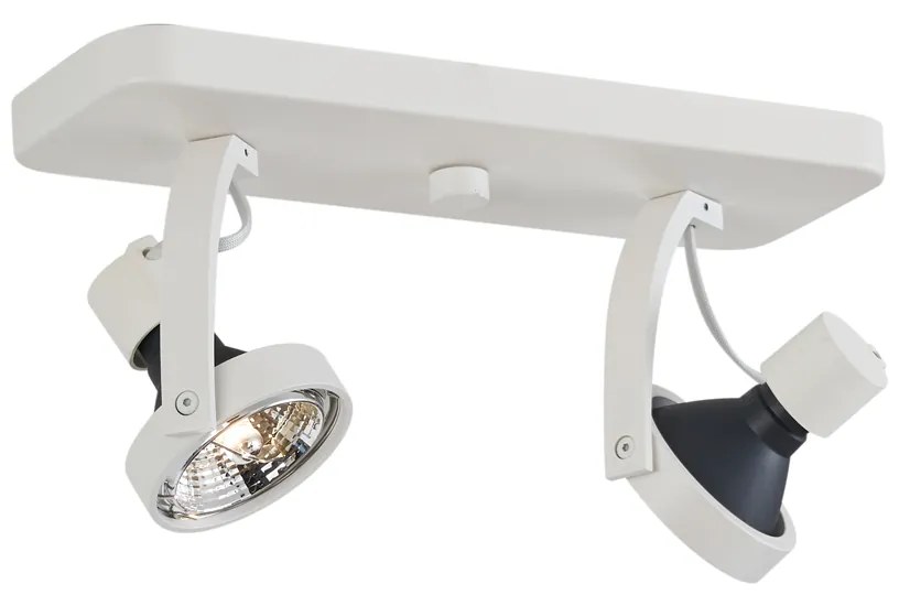 Designerski reflektor sufitowy biały GU10 70mm 2-punktowy regulowany - VoDesignerski Oswietlenie wewnetrzne
