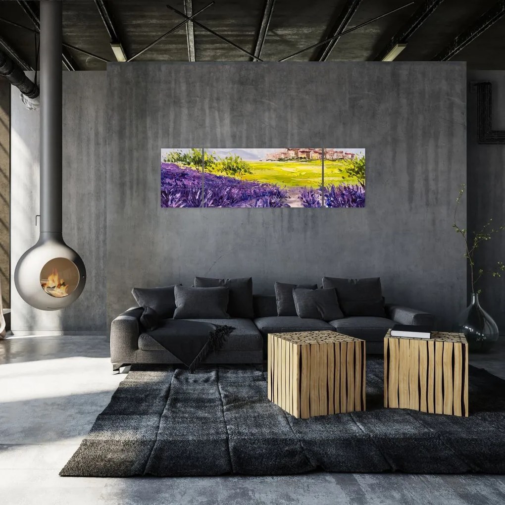 Obraz - Prowansja, Francja, malarstwo olejne (170x50 cm)