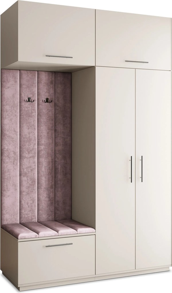 Masseno Garderoba REMA 150/240/60 cm Nowoczesna Szafa do Przedpokoju Kaszmir, MONOLITH 62 (Wrzosowy)
