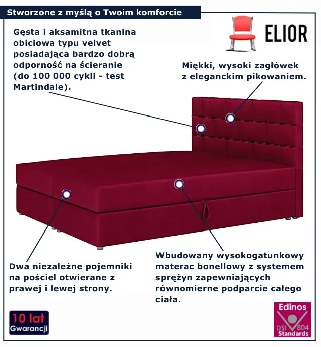 Czerwone łóżko z pojemnikiem na pościel 6 rozmiarów T4-P89
