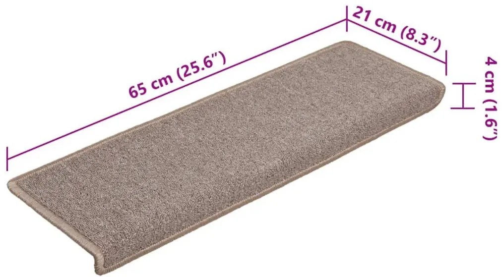 Jasnobrązowe 15 sztuk dywaników na schody T9-F66