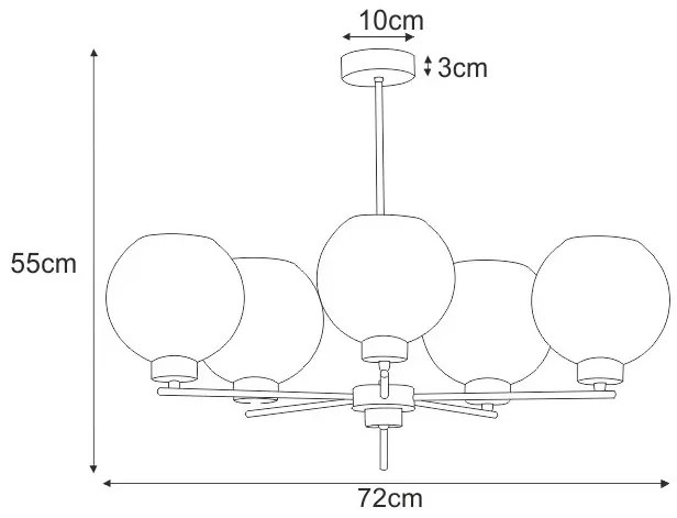 Pięcioramienna lampa wisząca loftowa - S818 Larkso 10X