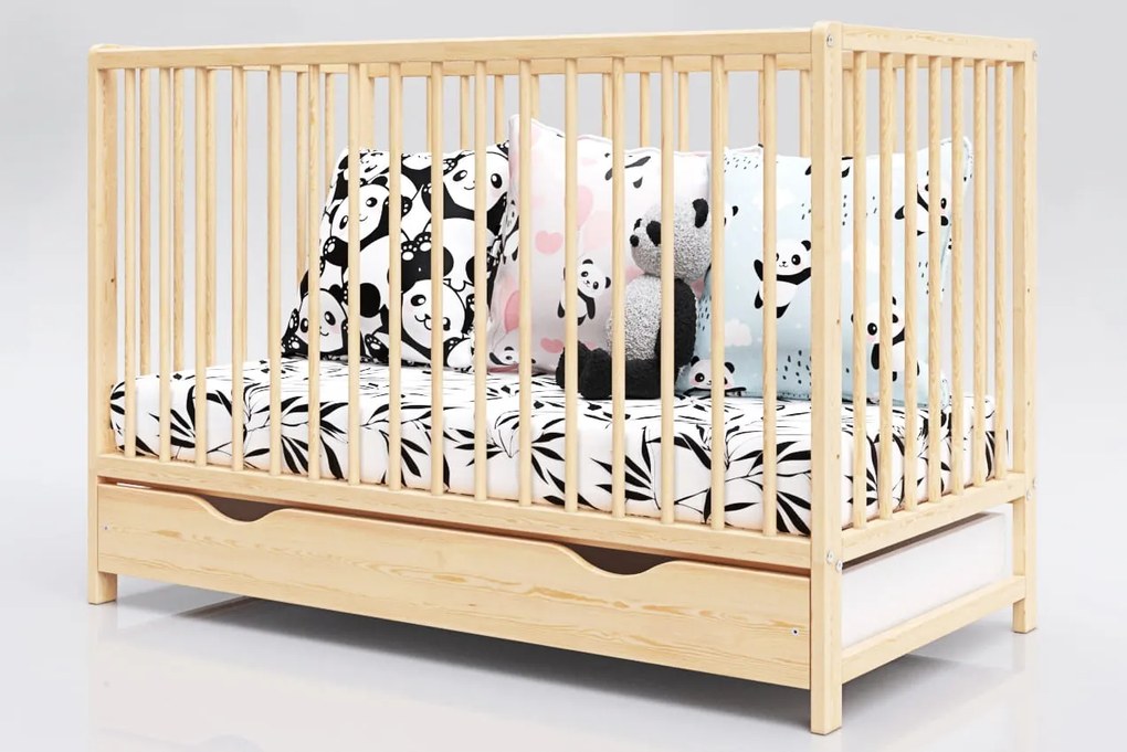 Łóżeczko Dominik sosna 120/60 z szufladą