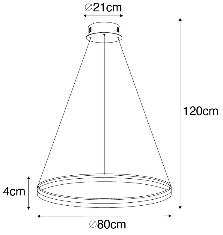Designerska lampa wisząca złota 80 cm z wbudowanym LED o 3 stopniach ściemniania - AnelloDesignerski Oswietlenie wewnetrzne