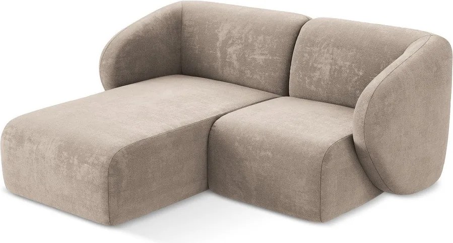 Jasnobrązowy narożnik z tkaniny szenilowej (lewostronny/z szezlongiem) Lani – Makamii