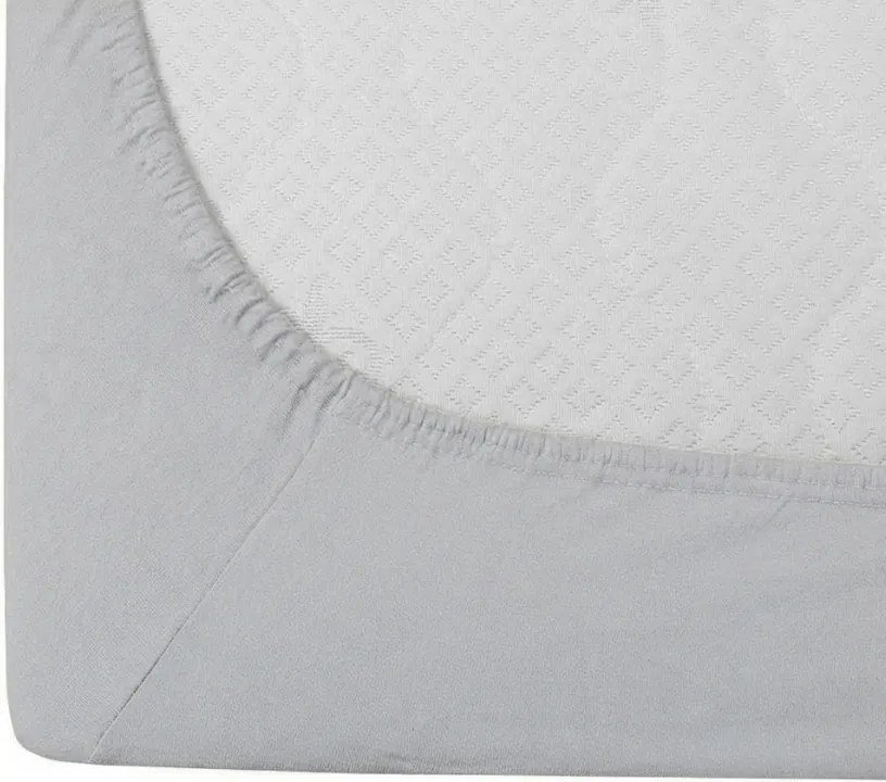 PrzytulneMieszkanie.pl Prześcieradło jersey z lycrą srebrne 180 x 200 cm