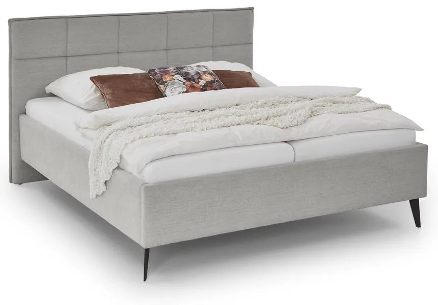 Jasnoszare łóżko dwuosobowe ze schowkiem ze stelażem 200x200 cm Paulo – Meise Möbel