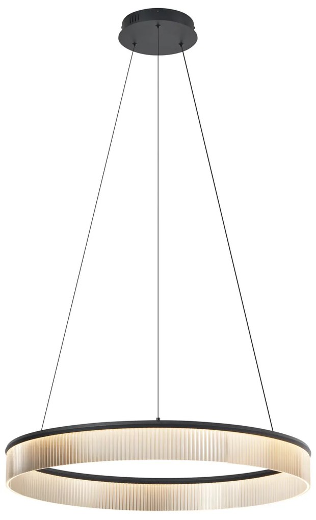Nowoczesna lampa wisząca czarna 78 cm z LED z 3-stopniowym ściemnianiem - Żyrandol Anello Nowoczesny Oswietlenie wewnetrzne