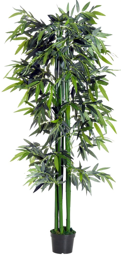Outsunny Sztuczne Drzewo Bambusowe Zielony Czarny Sztuczna Roślina Dekoracyjna 20cm x 20cm x 180cm | Aosom PL