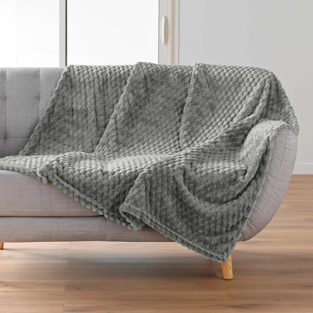 Szary koc z mikfroflaneli 125x150 cm Mini Frosty – douceur d'intérieur