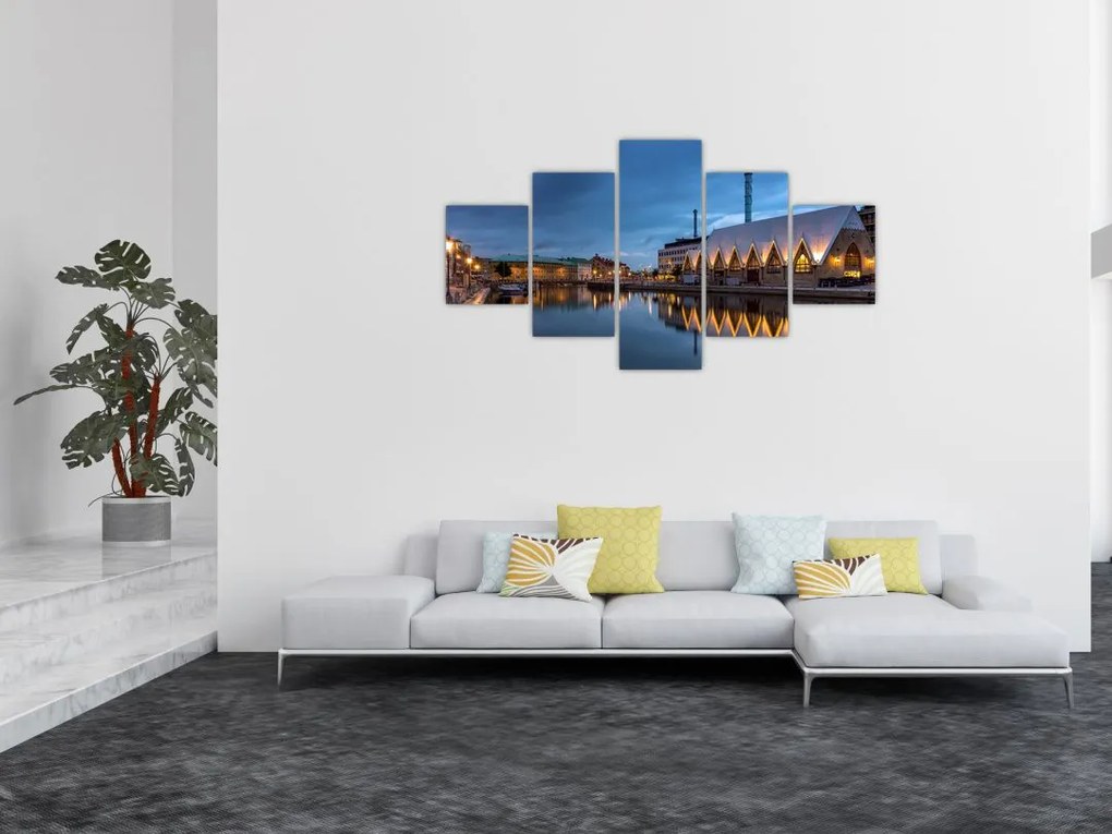Obraz kanału wodnego - Göteborg (125x70 cm)