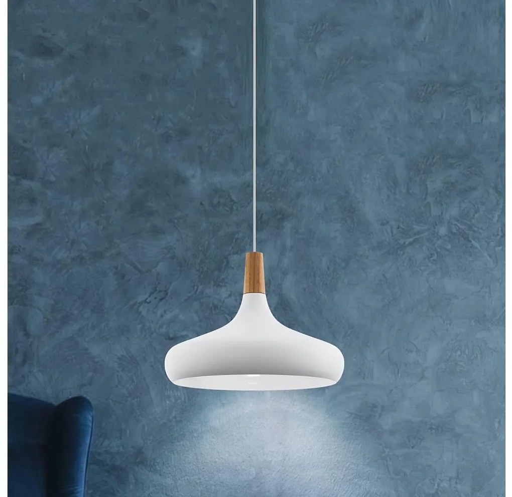 Eglo 901179-Lampa wisząca na lince SABINAR 1xE27/40W/230V śr. 40 cm biały-