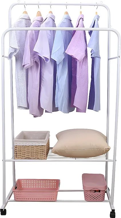 Wieszak na ubrania na kółkach podwójna szafa z wieszakiem na ubrania 80,5x51x155cm