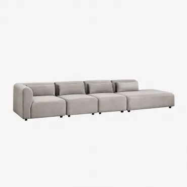 Sofa Modułowy Narożny 4-częściowy Z Prawym Szezlongiem Fogler Sztruks Jasny Szary Taupe - Sklum
