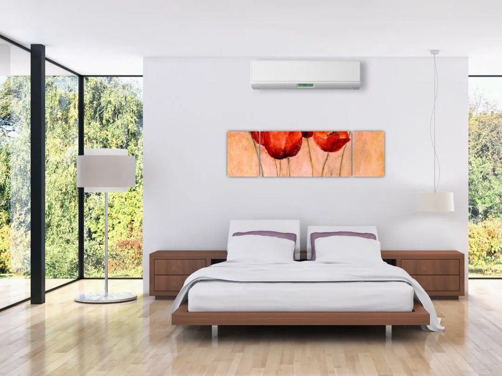 Obraz - Czerwone tulipany (170x50 cm)