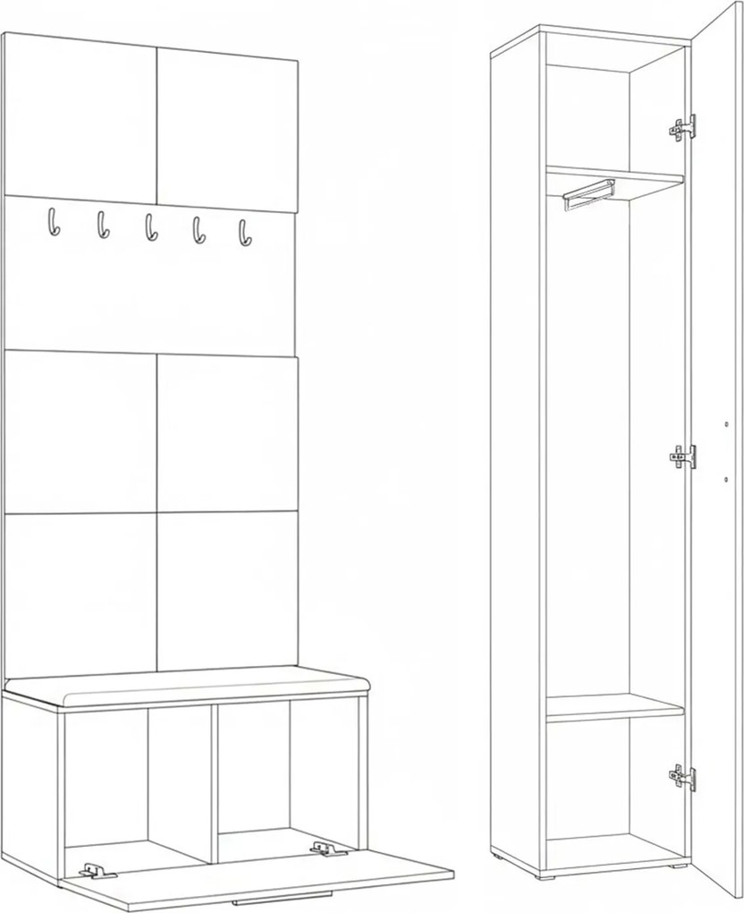 Masseno Garderoba MODULO 120,6/204/40 cm do Przedpokoju Nowoczesna Szara