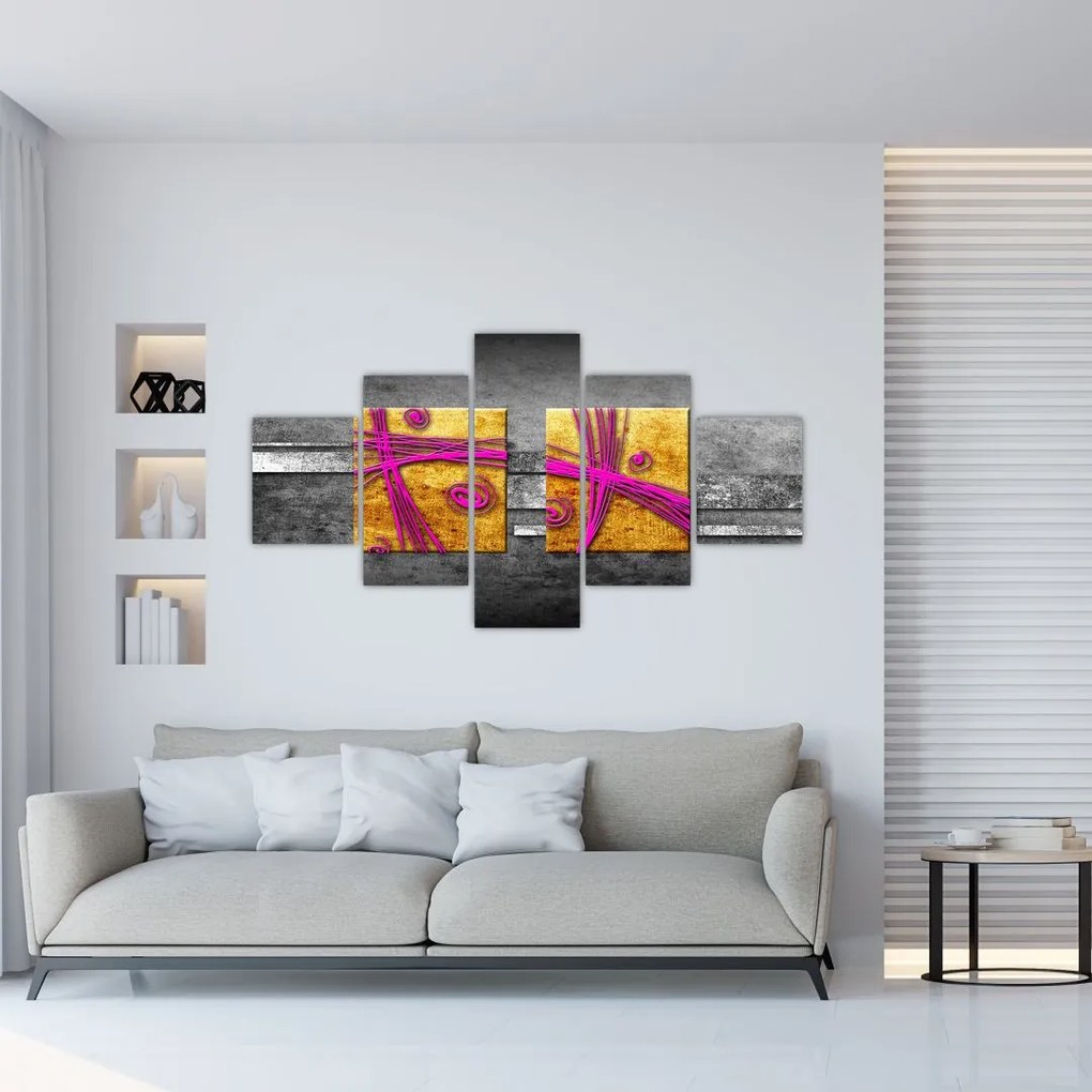 Obraz kolorowych kwadratów na czarnym tle (125x70 cm)