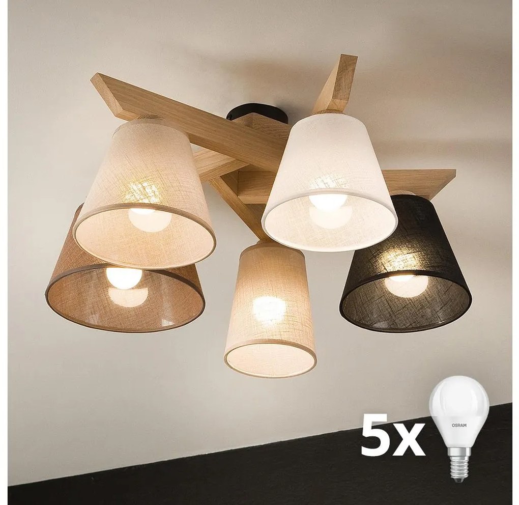 Brilagi - LED  Żyrandol natynkowy ANTHONY 5xE14/40W/230V dąb