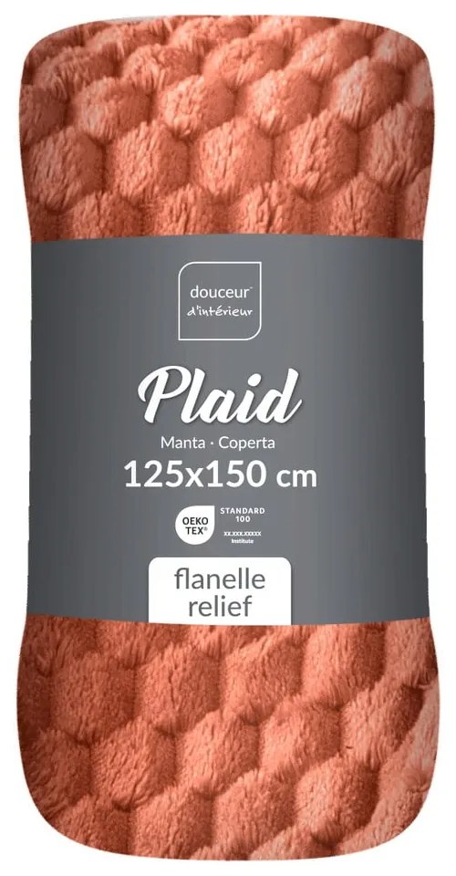Koc z mikfroflaneli w kolorze terakoty 125x150 cm Mini Frosty – douceur d'intérieur