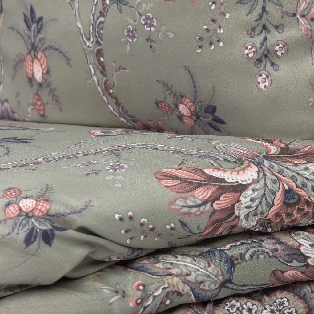 Komplet pościeli z mikrofibry CLARAS szara w liście i kwiaty 200x220 cm HOMLA