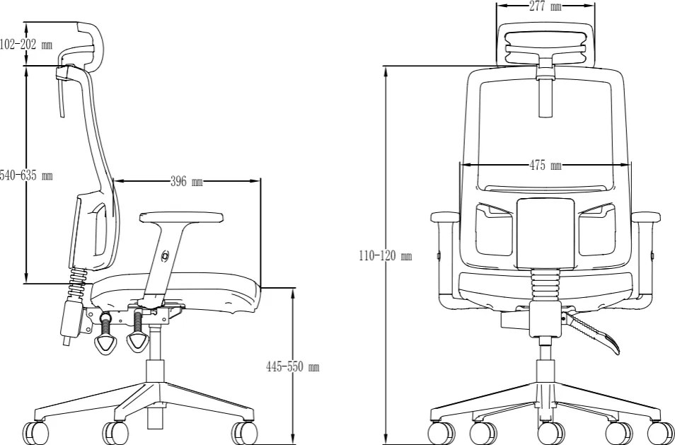 Fotel biurowy z regulowanym zagłówkiem Popstar Mesh HR, zgodny z normą BHP