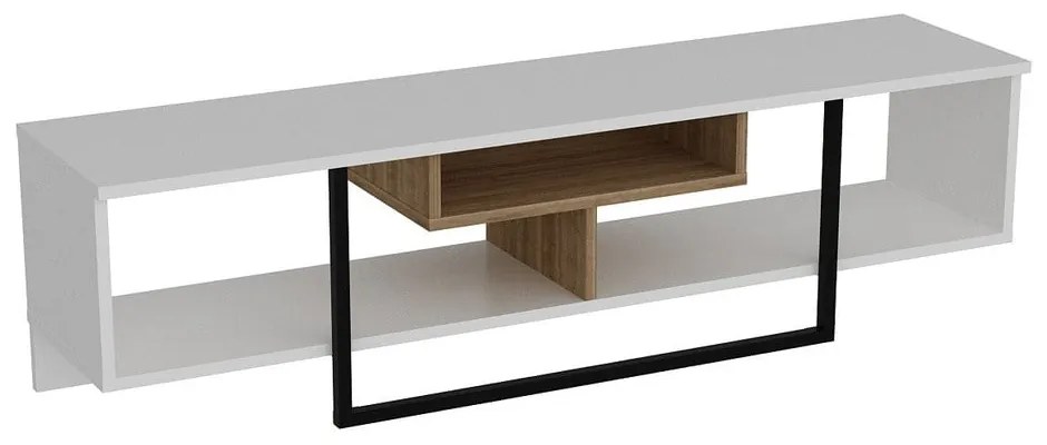 Biała szafka pod TV w dekorze dębu 149x40 cm Asal – Kalune Design