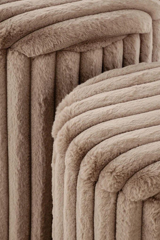 Pufy, zestaw 2 sztuk capuccino/złote FIDO ze schowkiem, plusz