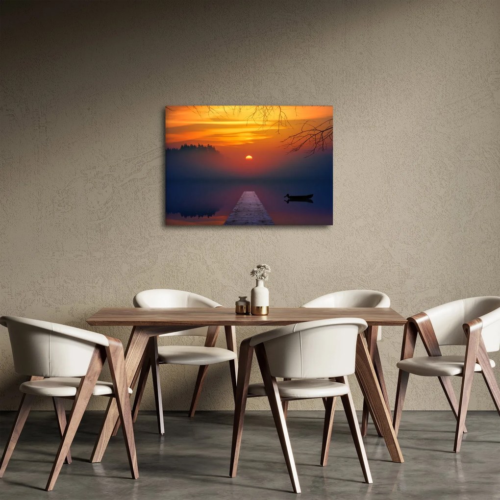 Obraz mostu o zachodzie słońca (70x50 cm)