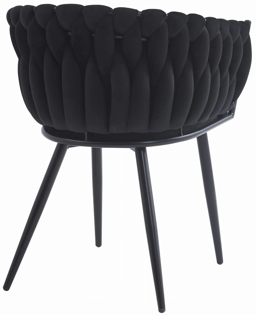 Aksamitne krzesło jadalniane ORION VELVET z czarnymi nogami, czarne