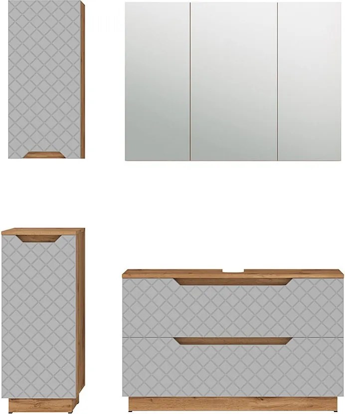 Zestaw mebli łazienkowych dąb/szary ze strukturą płytek 99.4x32x62.5 lotta