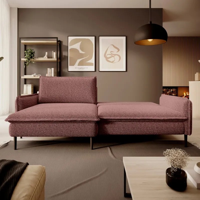 Narożnik GLOSSY z funkcją spania zestaw z poduszkami WERSAL